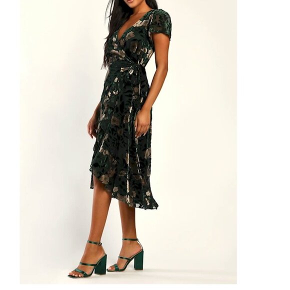 Lulu's Green Floral Midi Dress - Picture 3 of 9